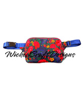 Load image into Gallery viewer, Blue Metallic Floral Louie Waist Bag
