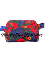 Load image into Gallery viewer, Blue Metallic Floral Louie Waist Bag
