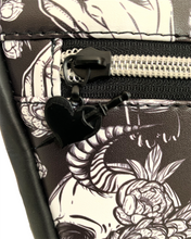 Load image into Gallery viewer, Roses &amp; Skull Horned Coffin Backpack
