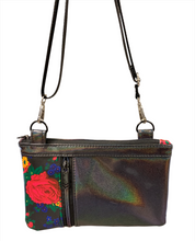 Load image into Gallery viewer, Black Floral Zippy Crossbody

