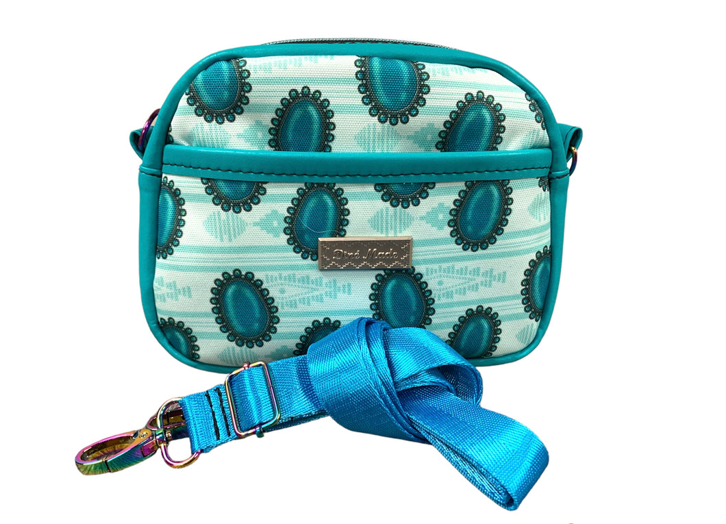 Turquoise Flower - Itty Bitty Bowler Bag